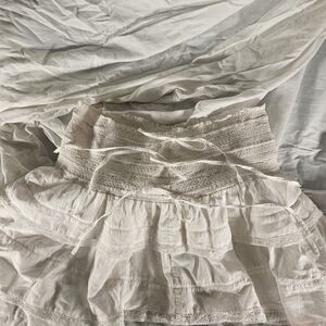 LoveShackFancy White Ruffle Mini Skirt